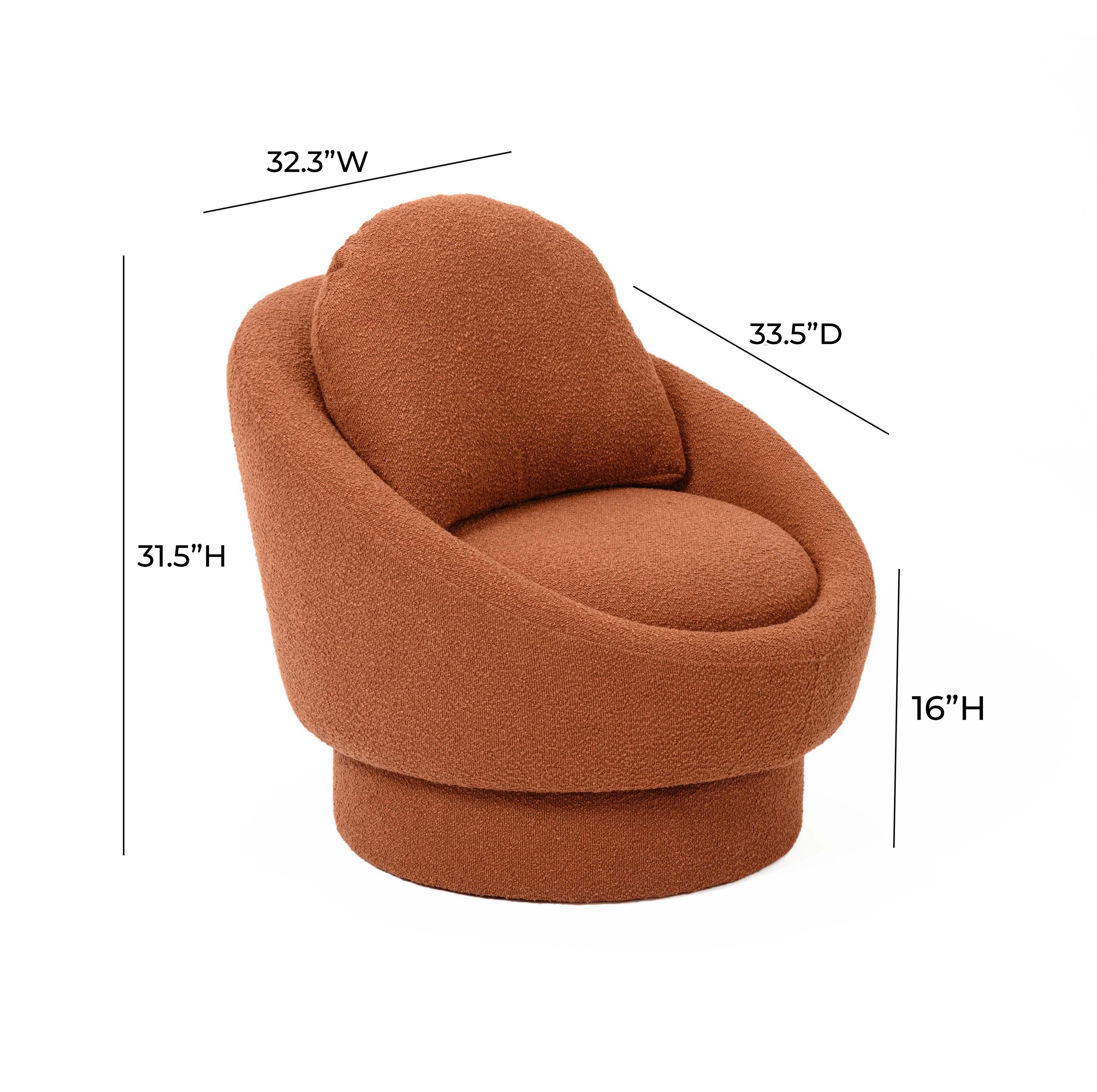 Sammy Saffron Red Boucle Swivel Lounge Chair - Image 4