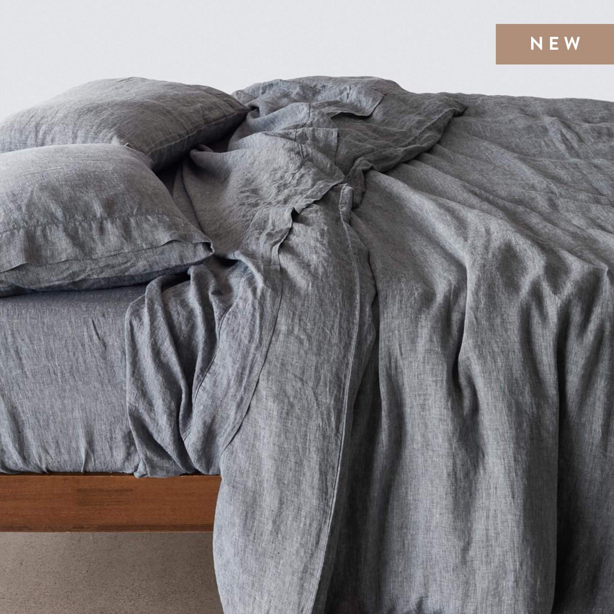 Stonewashed Linen Duvet Cover - Indigo Chambray - King By The Citizenry - Image 0