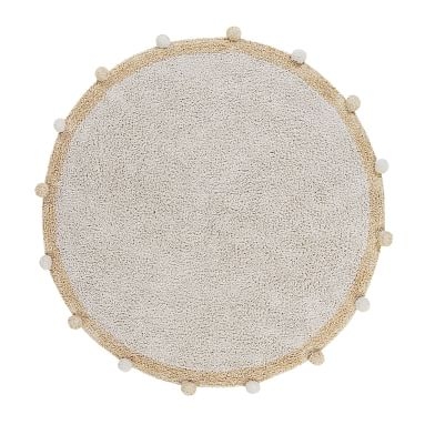 Pom-Pom Round Washable Cotton Rug, 4' Round, Vintage Nude - Image 2