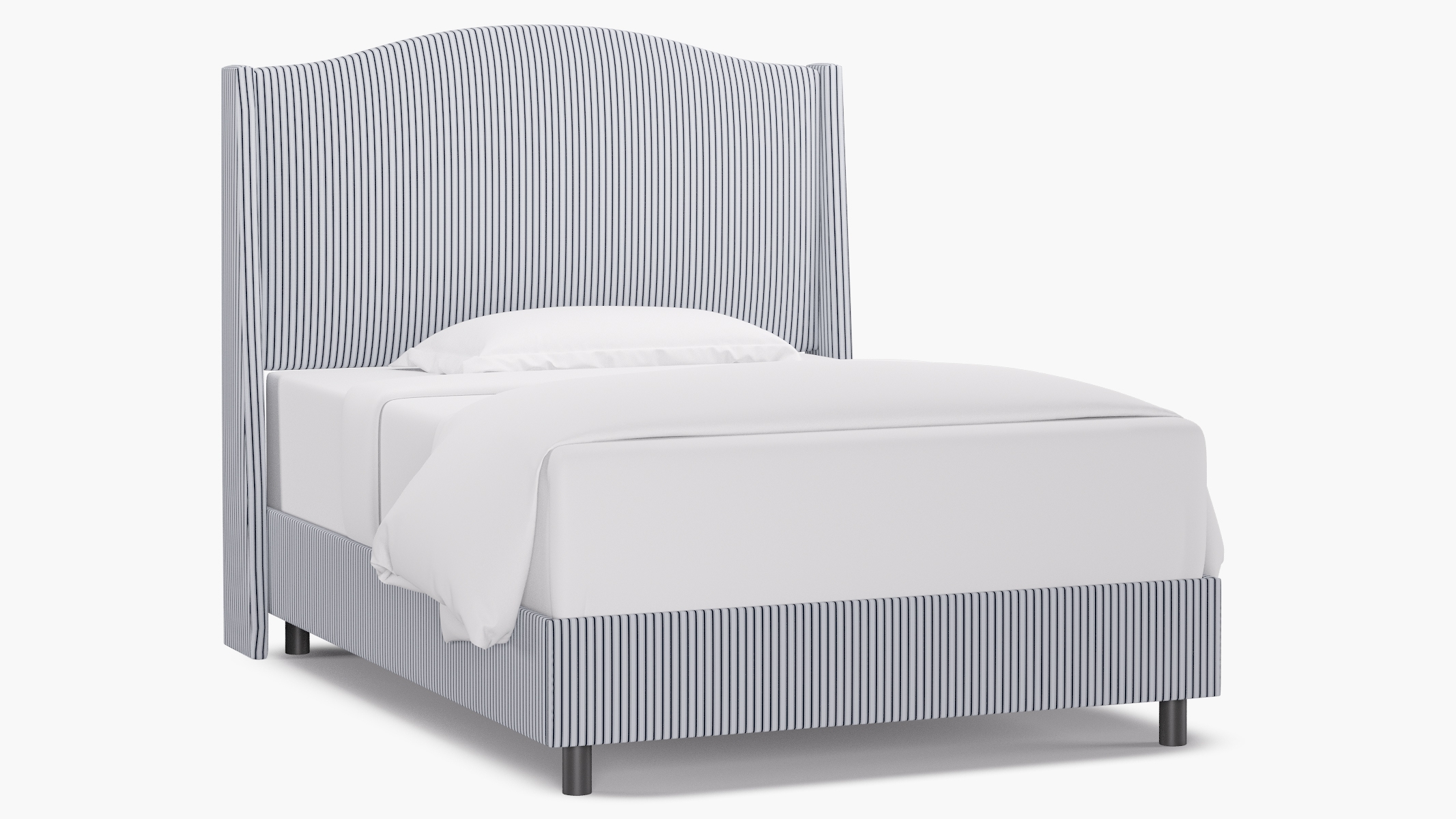 Classic Wingback Bed, Navy Classic Ticking Stripe, Full - Image 0