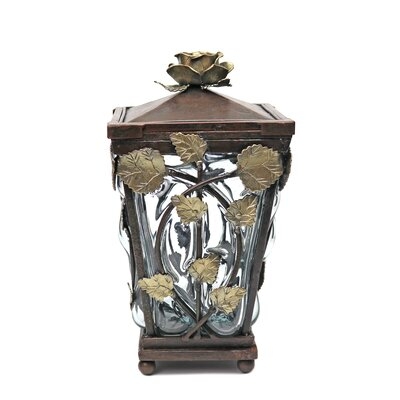 Vine Wrought Iron And Glass Covered Urn - Image 0