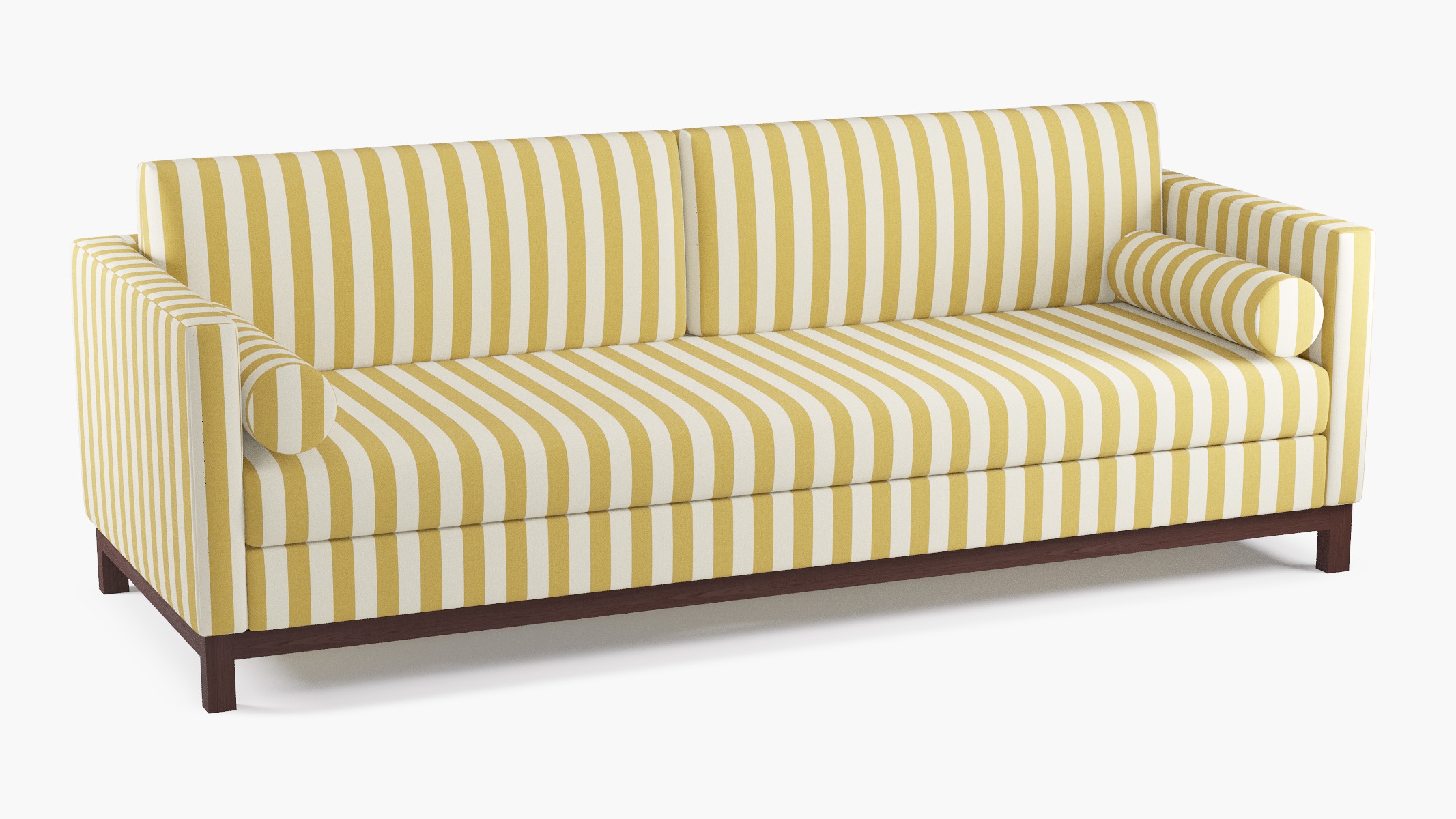 Tailored Tuxedo Sofa, Citrine Cabana Stripe, Espresso Wood Rail - Image 1