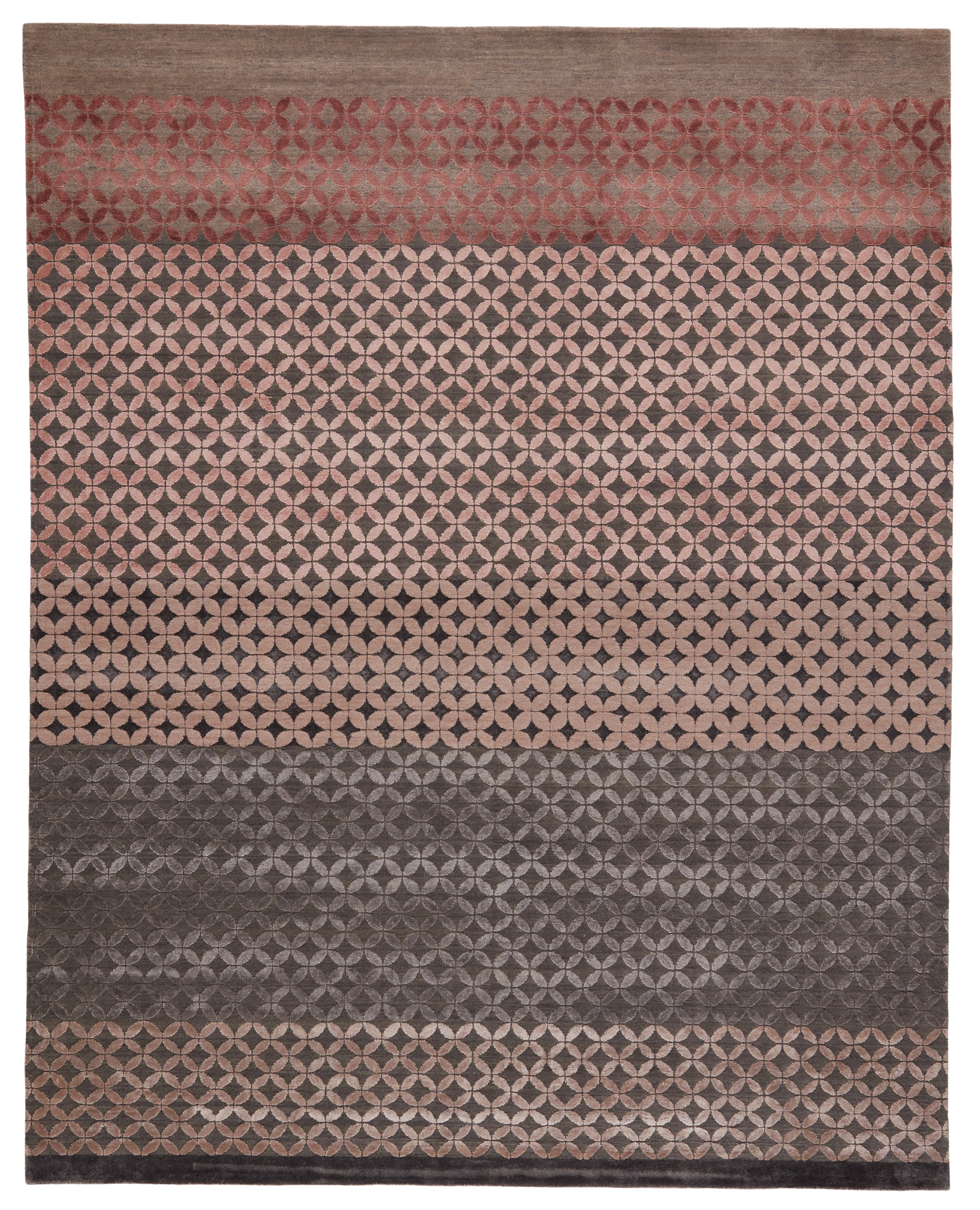 Kavi by Brumoso Hand-Knotted Trellis Gray/ Pink Area Rug (10'X14') - Image 0