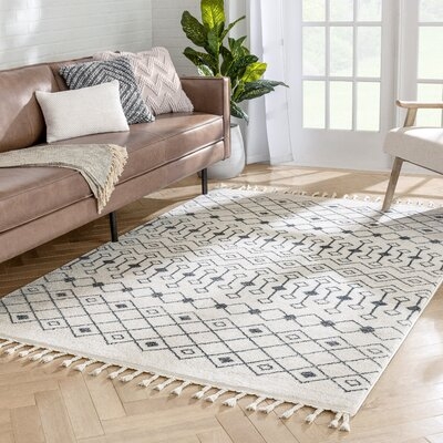 Well Woven Serenity Transistora Tribal Geometric Pattern Charcoal Ivory Area Rug - Image 0