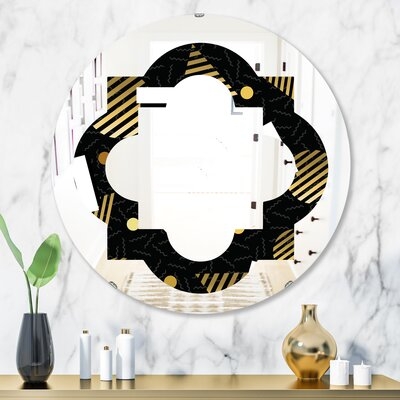 Circular Pattern Quatrefoil Eclectic Frameless Wall Mirror - Image 0