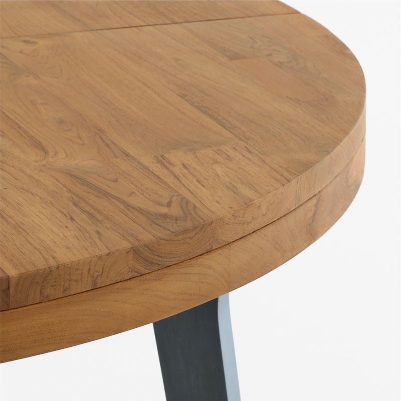 Lakin 50"-74" Teak Round Wood Extendable Dining Table - Image 2