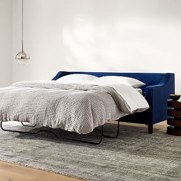 Paidge 81" Sleeper Sofa, Yarn Dyed Linen Weave, Graphite, Taper Chocolate - Image 1