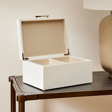 Mid Century Loft Box,White/Nickel, Small, 5"H - Image 1