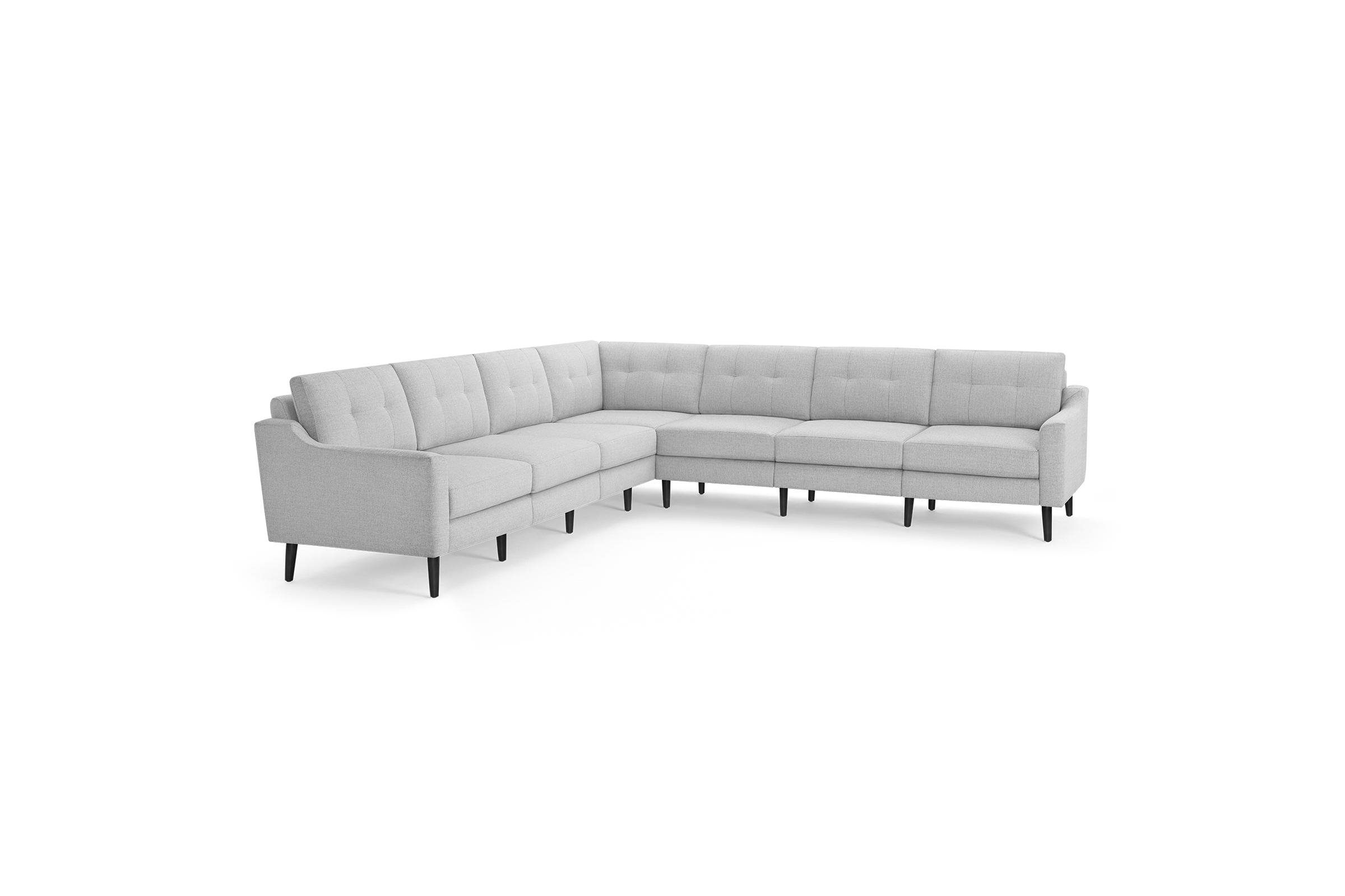 Nomad 7-Seat Corner Sectional - Crushed Gravel - Performance Chenille / Ebony - Wood / Slope - Image 0