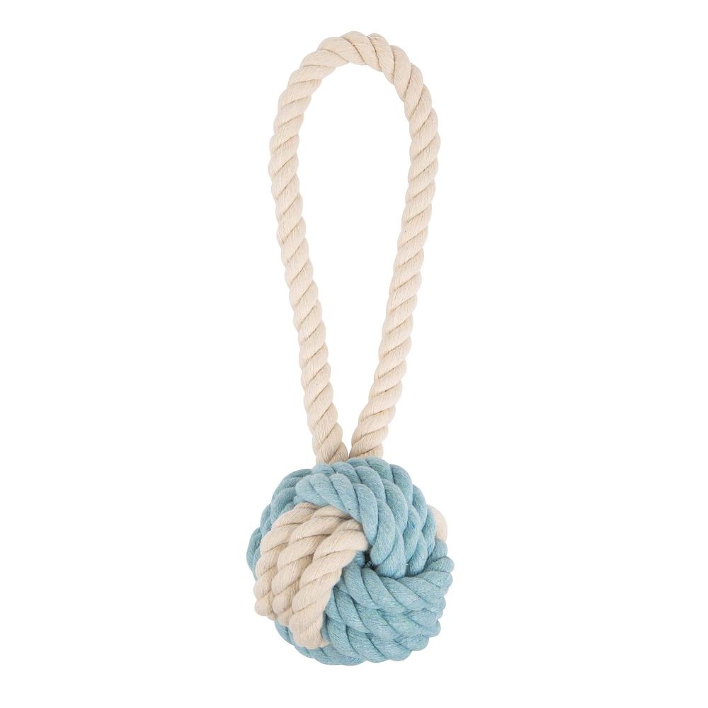 Tug & Toss Rope Toy, Recycled Yarns, Blue Natural, Small - Image 0