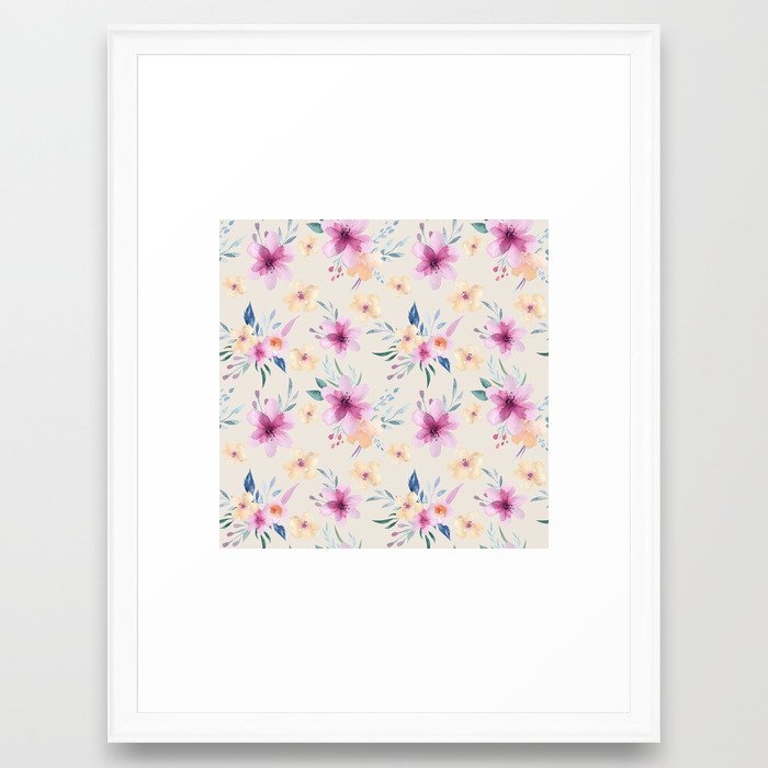 Watercolor Pastel Floral Framed Art Print by Sylvia Cook Photography - Scoop White - MEDIUM (Gallery)-20x26 - Image 0
