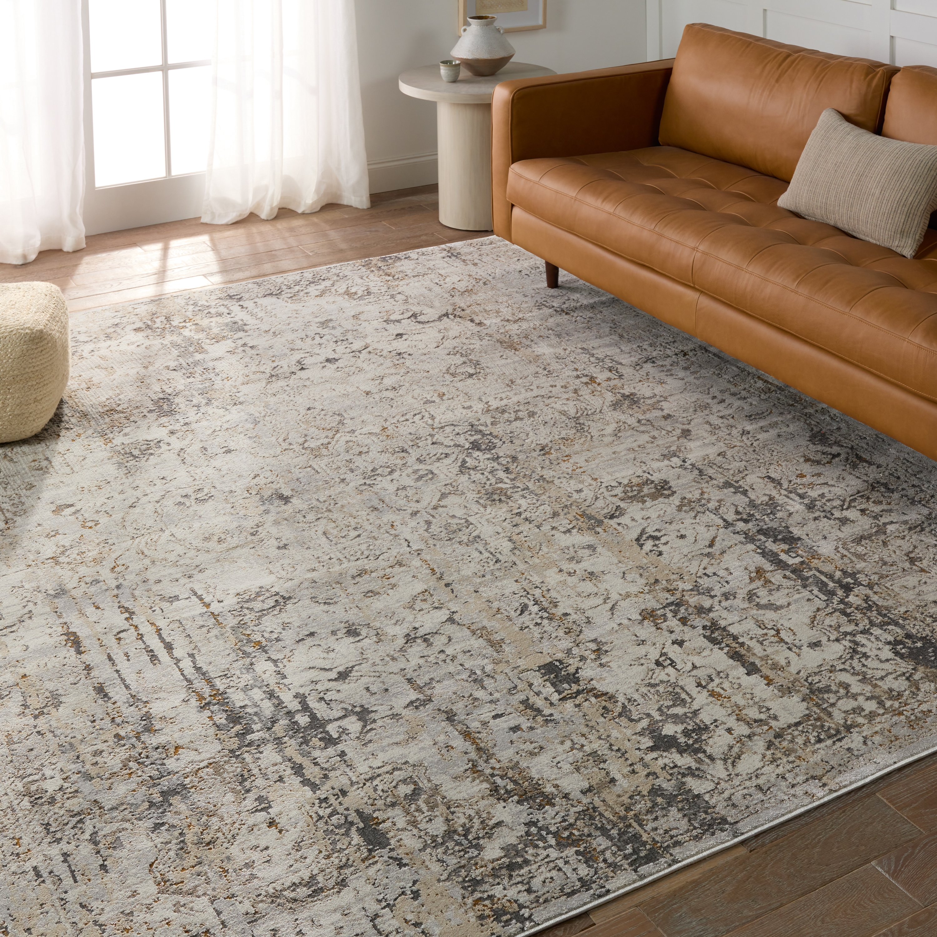 Belvoir Abstract Light Gray/ Cream Area Rug (5'11"X8'11") - Image 4