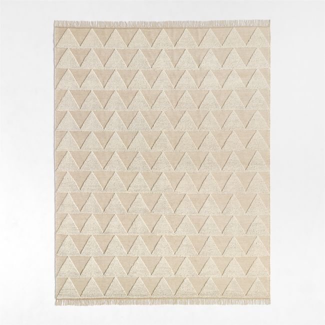 Textured Triangle Beige Hand-Woven Flatweave Kids Area Rug 6'x9' - Image 0