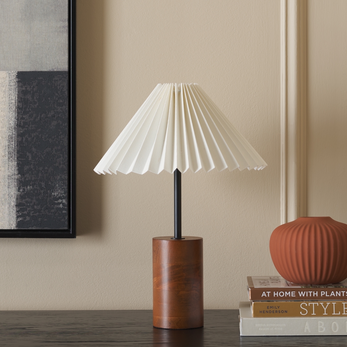 Dani 15.75" Table Lamp - Walnut / Black - Safavieh - Image 1