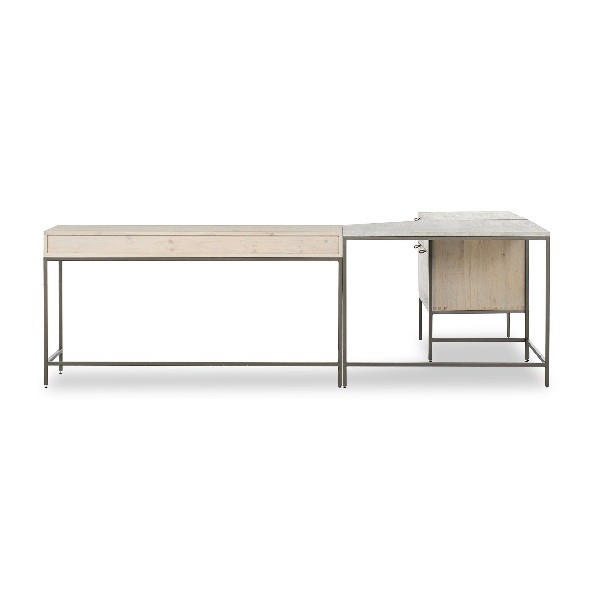 Trey Desk System With Wide Filing Cabinet - Dove Poplar - Image 4