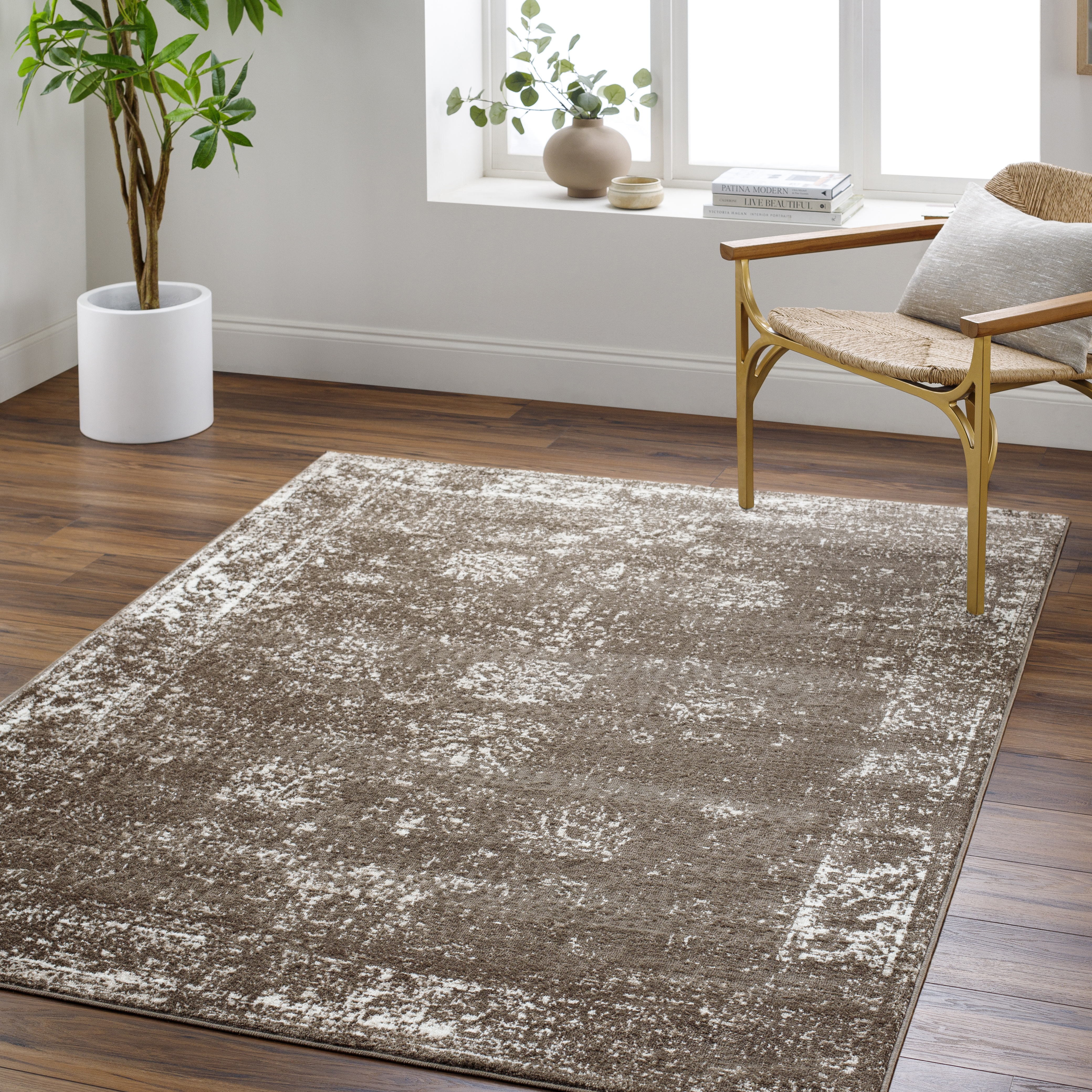 Livabliss Monte Carlo Brown Indoor 5'3" x 7'3" Machine Woven Rug - Image 1