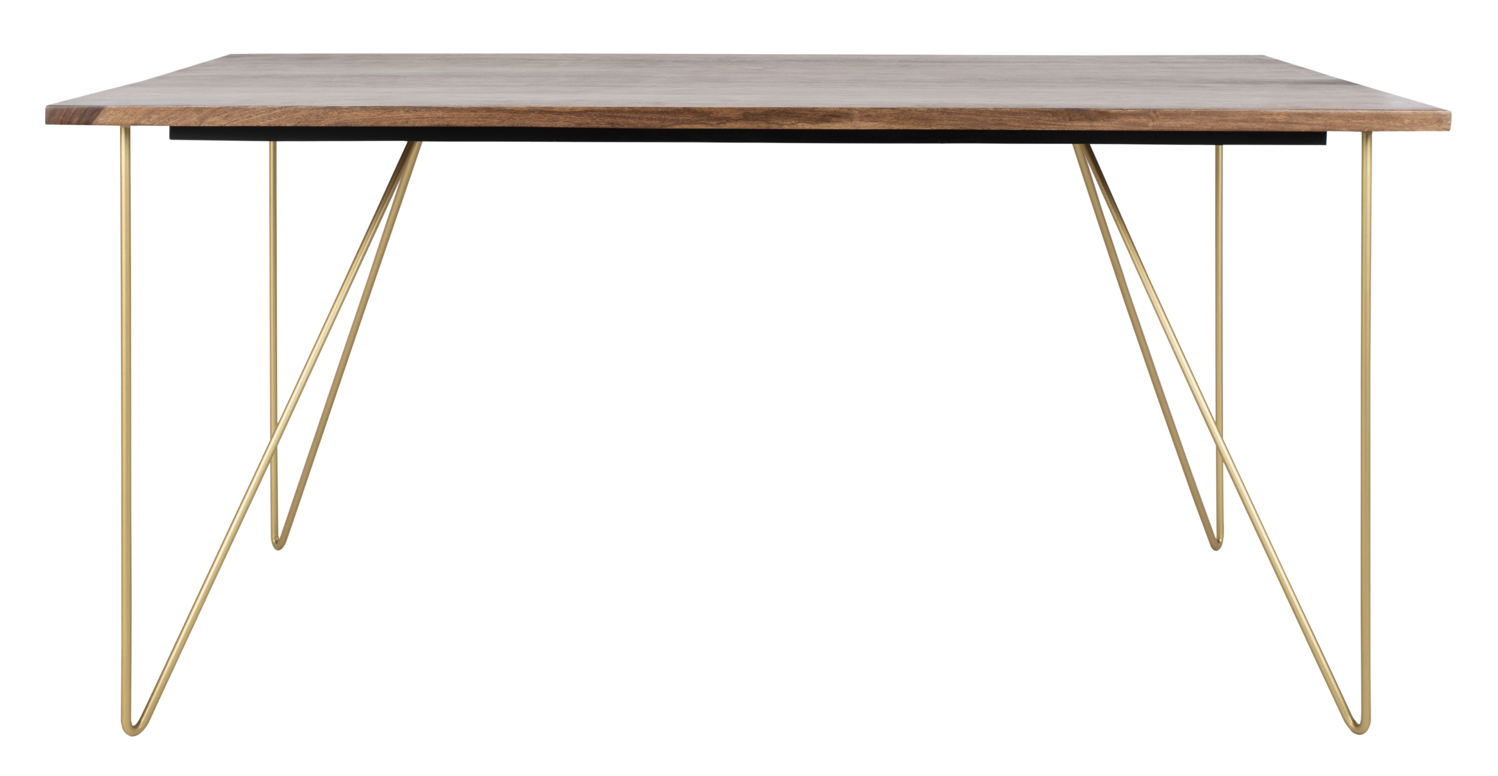 Captain Hairpin Legs Wood Dining Table - Walnut/Brass - Arlo Home - Image 0