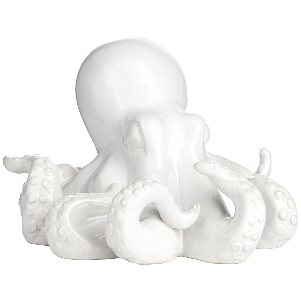 Octopus 9 1/4" Wide Shiny White Decorative Figurine - Image 0