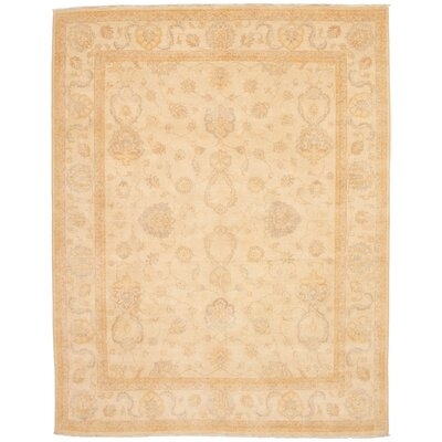 One-of-a-Kind Adrion Hand-Knotted 2010s Ushak Ivory 8'1" x 10'4" Wool Area Rug - Image 0