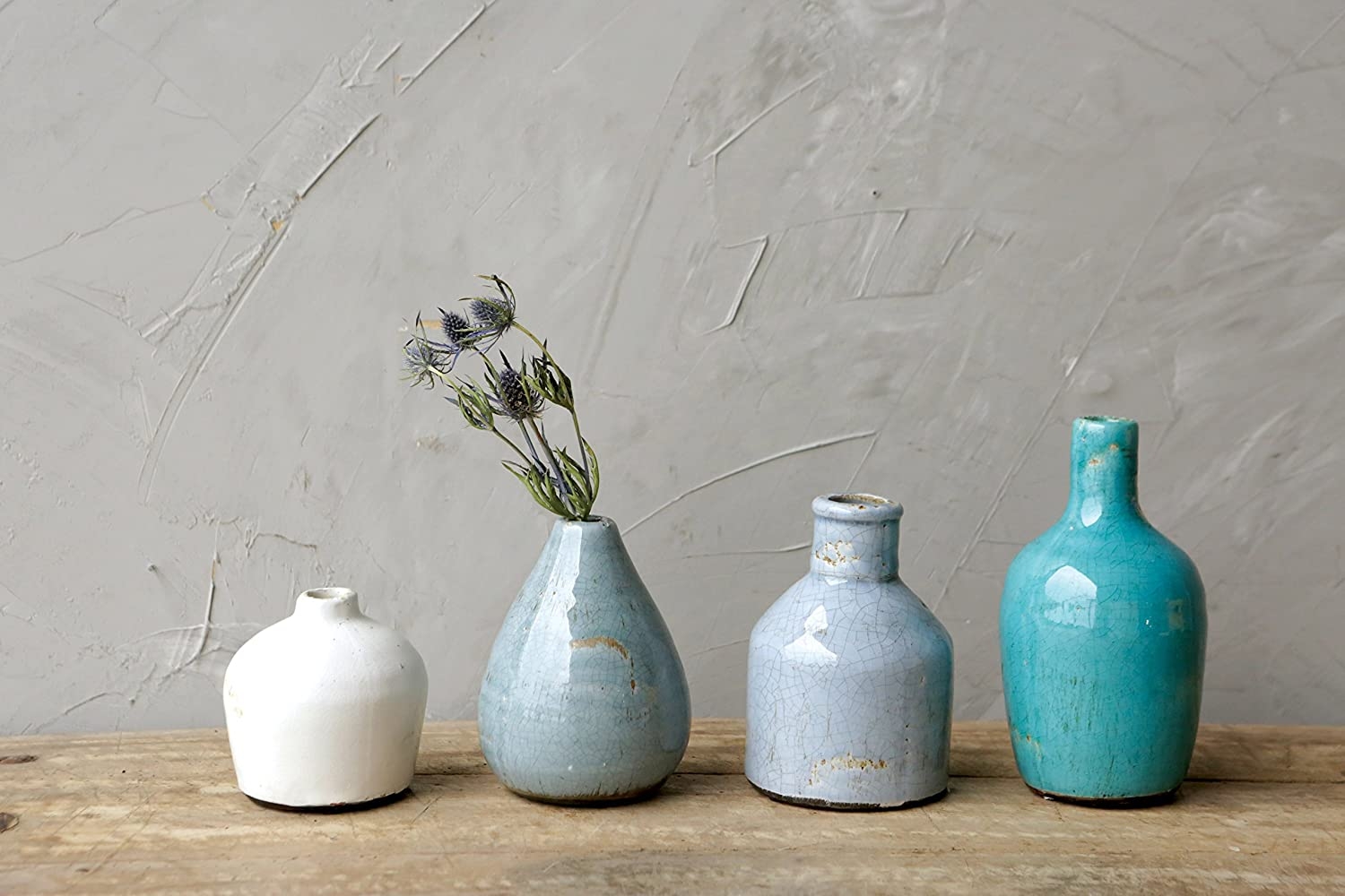 Blue & Ivory Terracotta Vases (Set of 4 Sizes) - Image 3