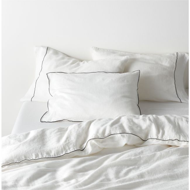 New Natural Hemp Merrow Stitch Crisp White King Duvet Cover - Image 0