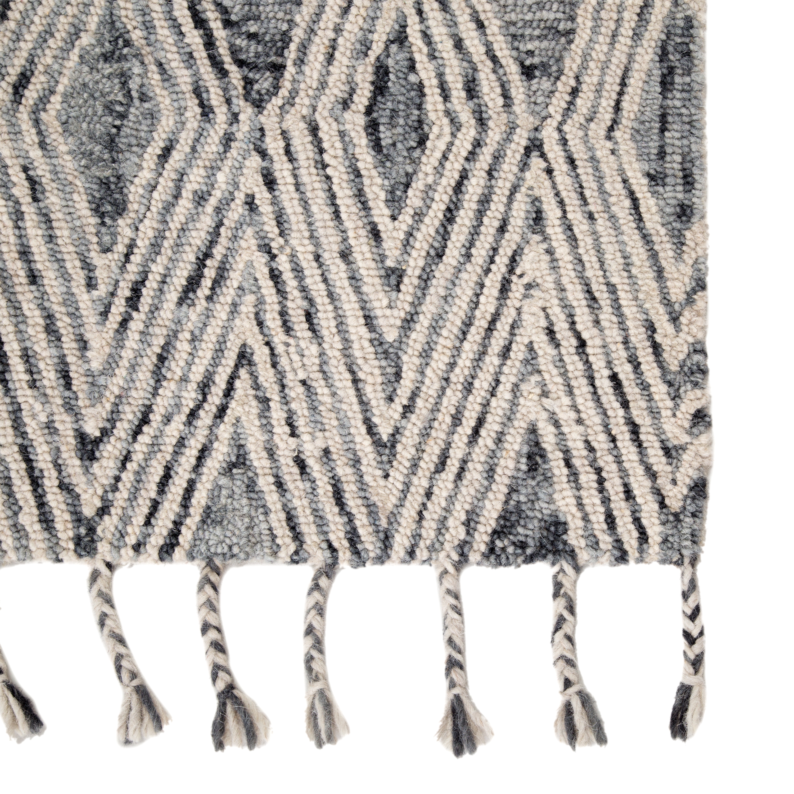 Nikki Chu by Mulberry Handmade Geometric Gray/ Ivory Area Rug (9'X12') - Image 3