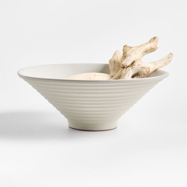 Otsu White Ceramic Textured Centerpiece Bowl 14" - Image 0