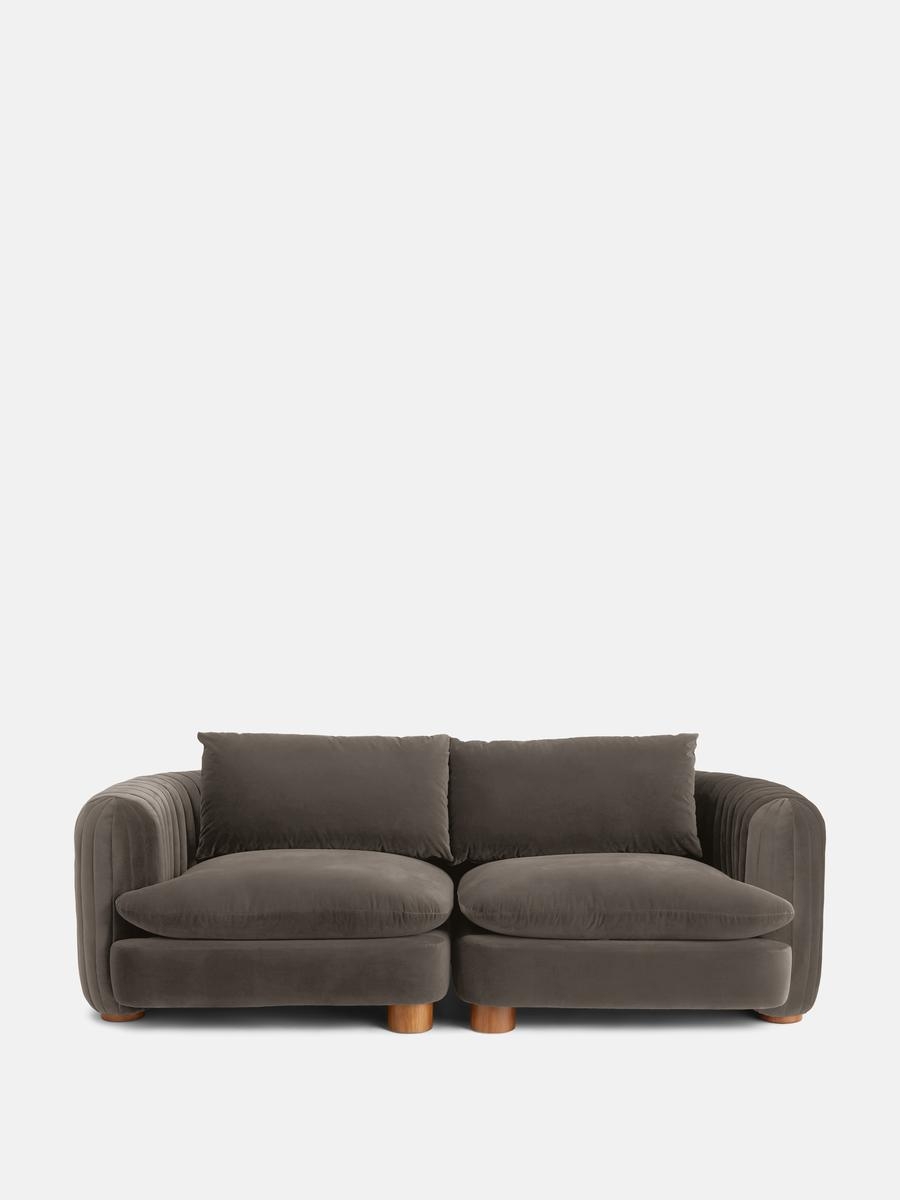 Vivienne Sectional Sofa, Three Seater, Velvet Taupe, US - Image 0