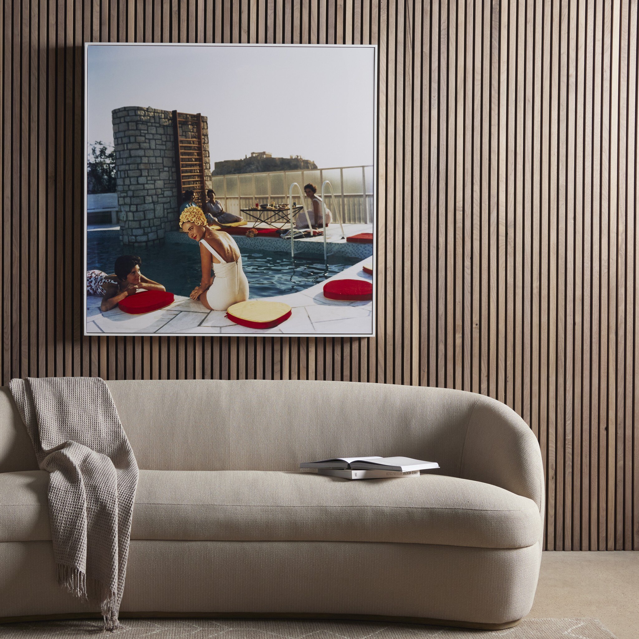 Penthouse Pool by Slim Aarons - White Maple Floater - Image 3