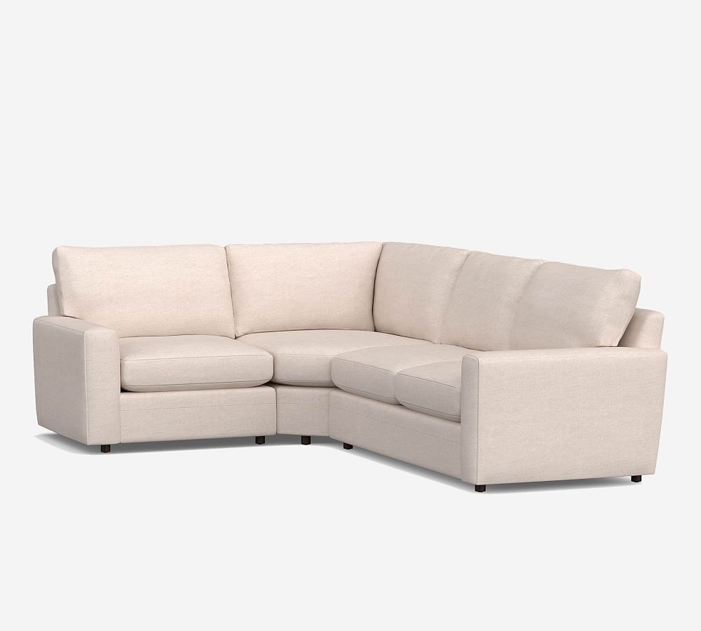Pearce Modern Square Arm Upholstered Right Arm 3 Piece Wedge Sectional, Down Blend Wrapped Cushions, Performance Boucle Oatmeal - Image 0