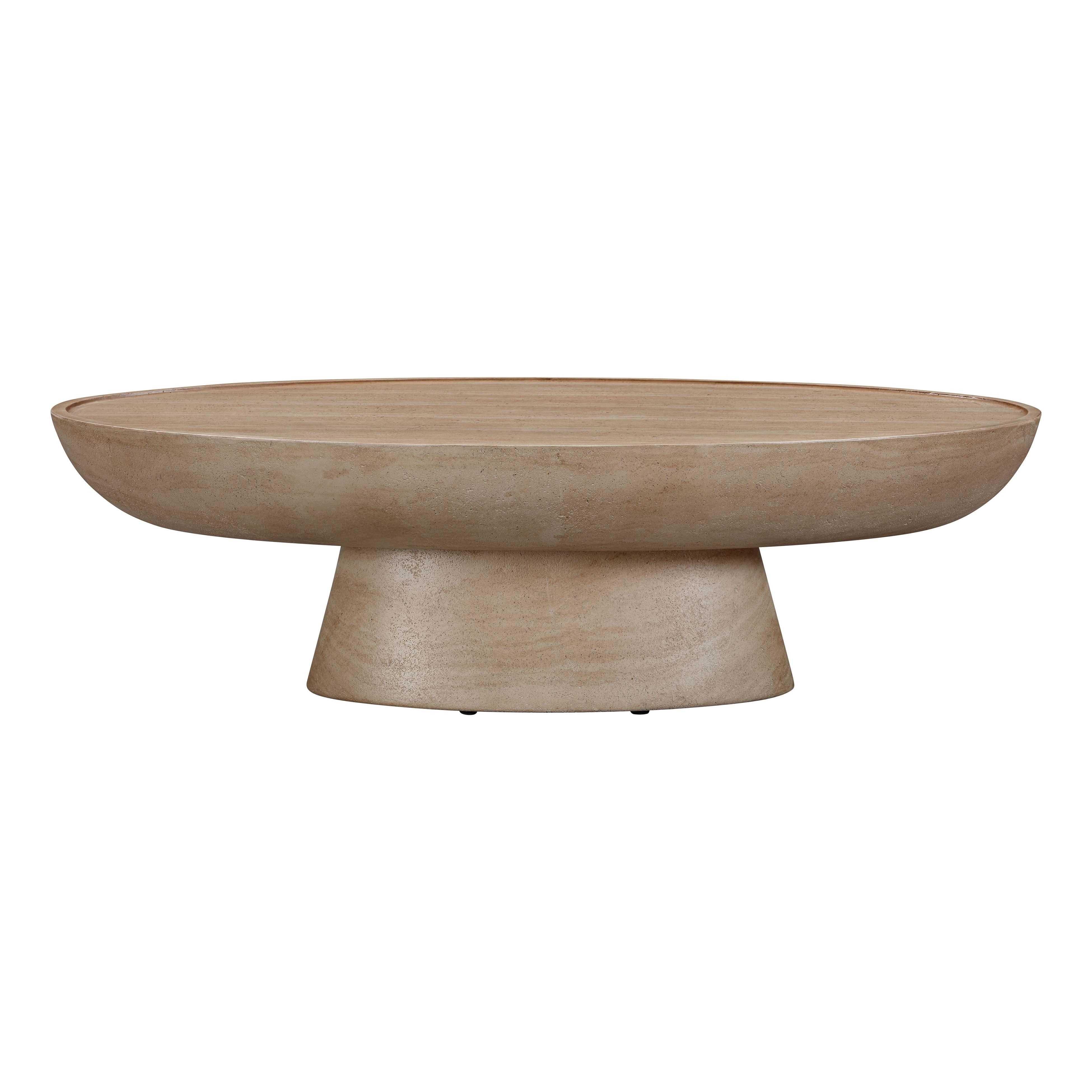 Eclipse Textured Faux Travertine Indoor / Outdoor Coffee Table - Image 0