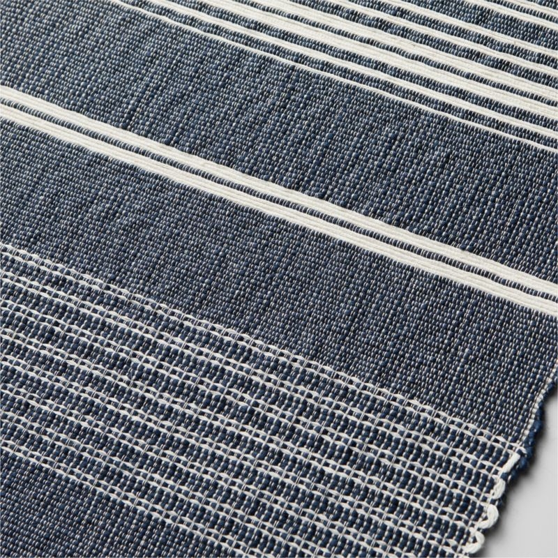 Tidal Blue and White Striped Woven Table Runner 90" - Image 1