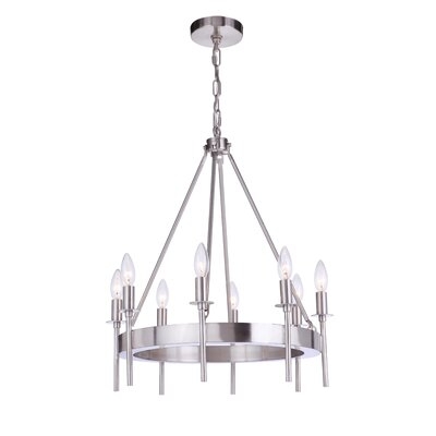Anarely 8 - Light Candle Style Wagon Wheel Chandelier - Image 0