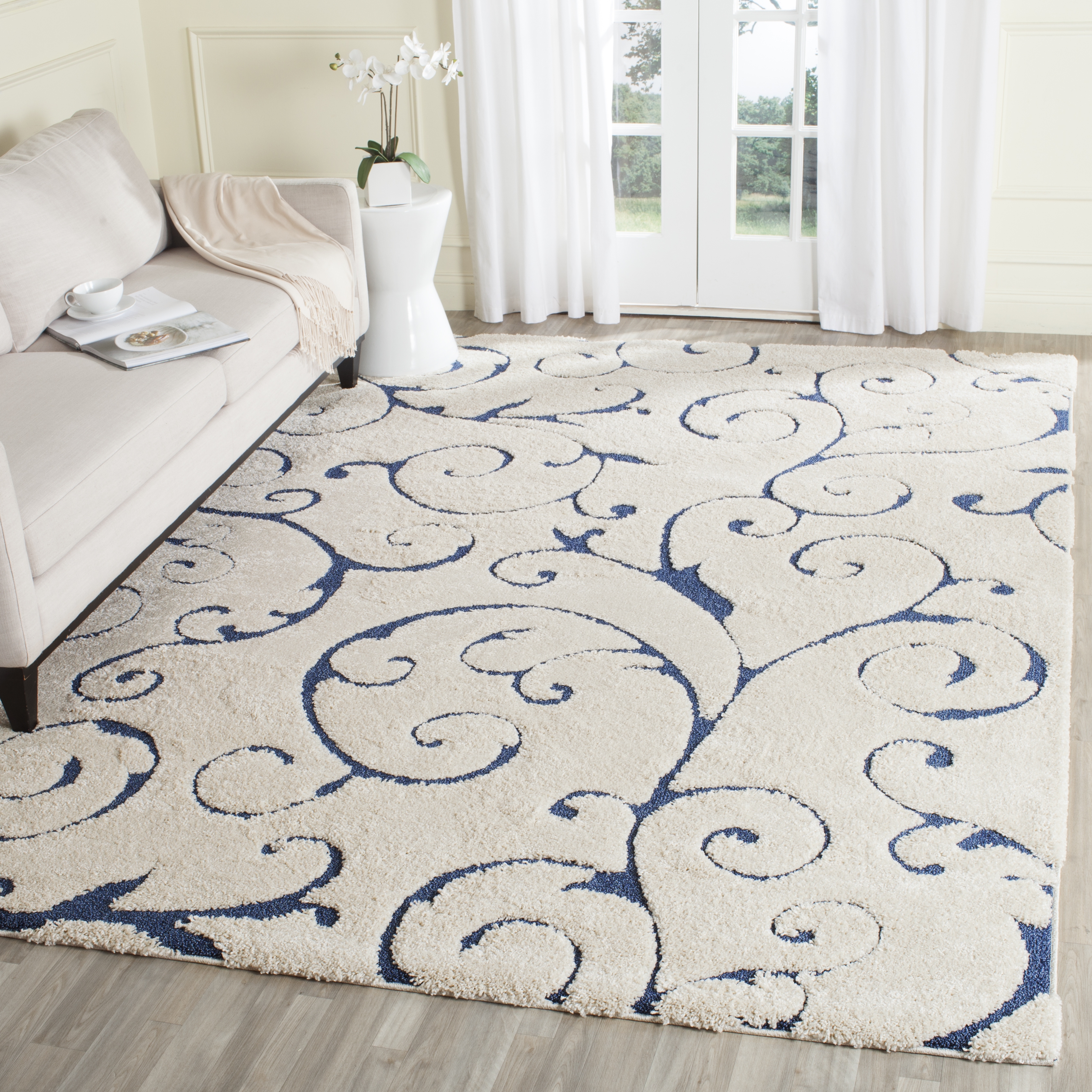 Arlo Home Woven Area Rug, SG455-1165, Cream/Blue,  8' X 10' - Image 1