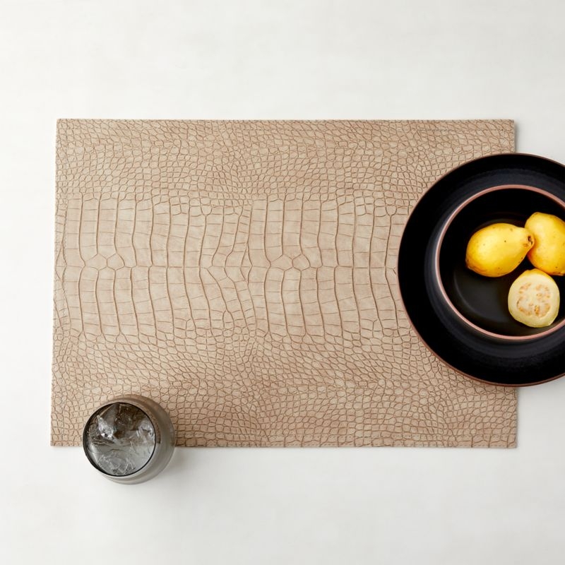 Taupe Faux Crocodile Leather Placemat - Image 1