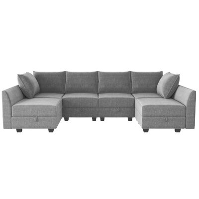 112.2" Wide Symmetrical Modular Sofa & Chaise with Ottoman - Image 0