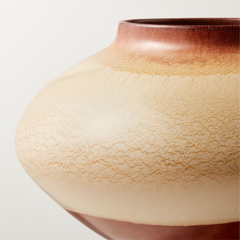 Osimo Round Warm Brown and White Ceramic Vase - Image 2