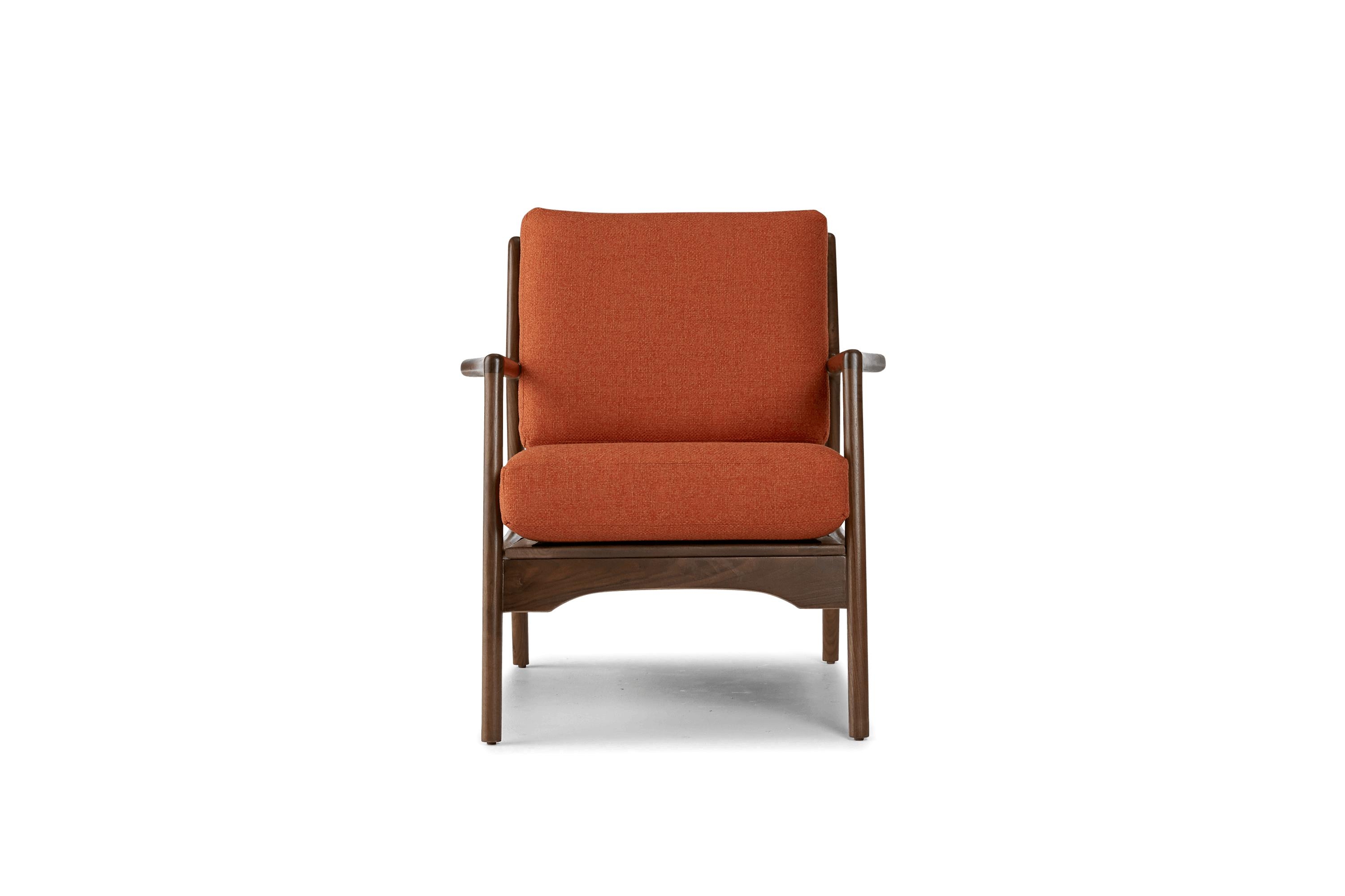 Orange Collins Mid Century Modern Chair - Vibe Sunkist - Walnut - Image 0