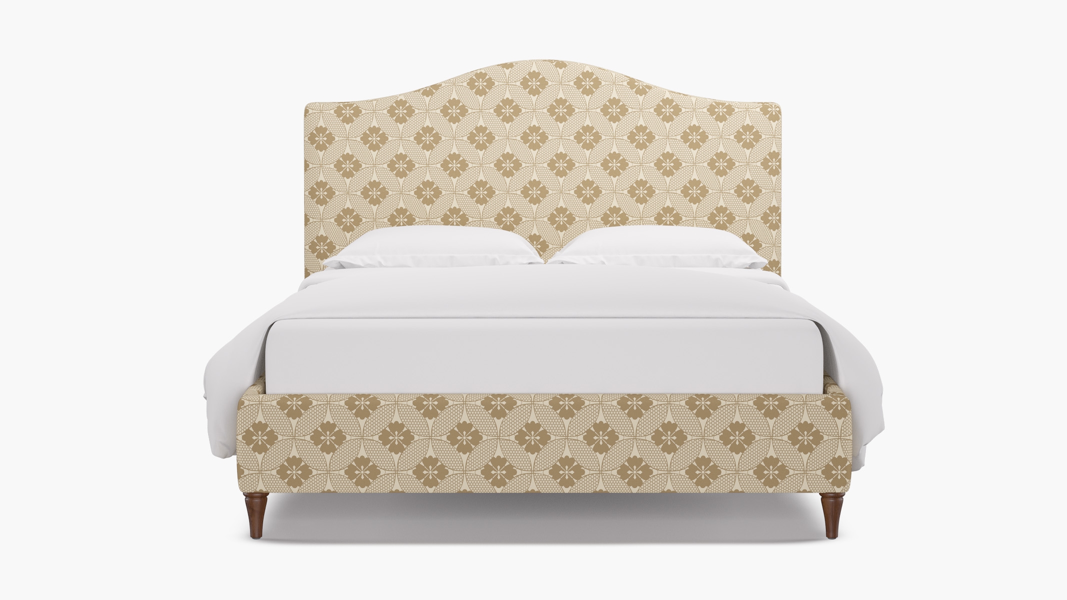 Camelback Bed, Rattan Solaire, Walnut Decorative Tapered Leg, King - Image 0