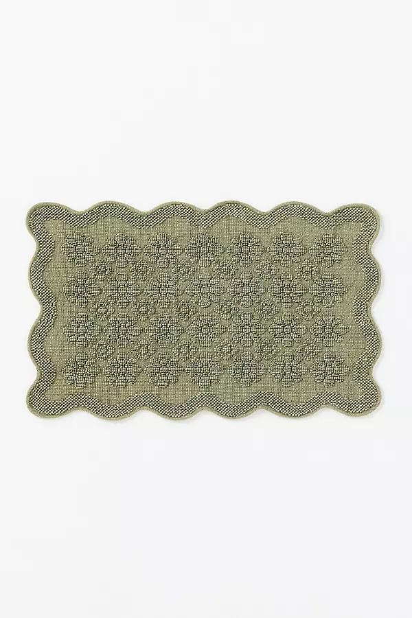 Benni Hand-Woven Floral Wavy Border Bathmat - Image 0