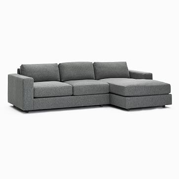 Urban Sectional Set 03: Left Arm 3 Seater Sofa, Right Arm Chaise, Down Blend, Performance Chenille Tweed, Frost Gray, Concealed Supports - Image 2