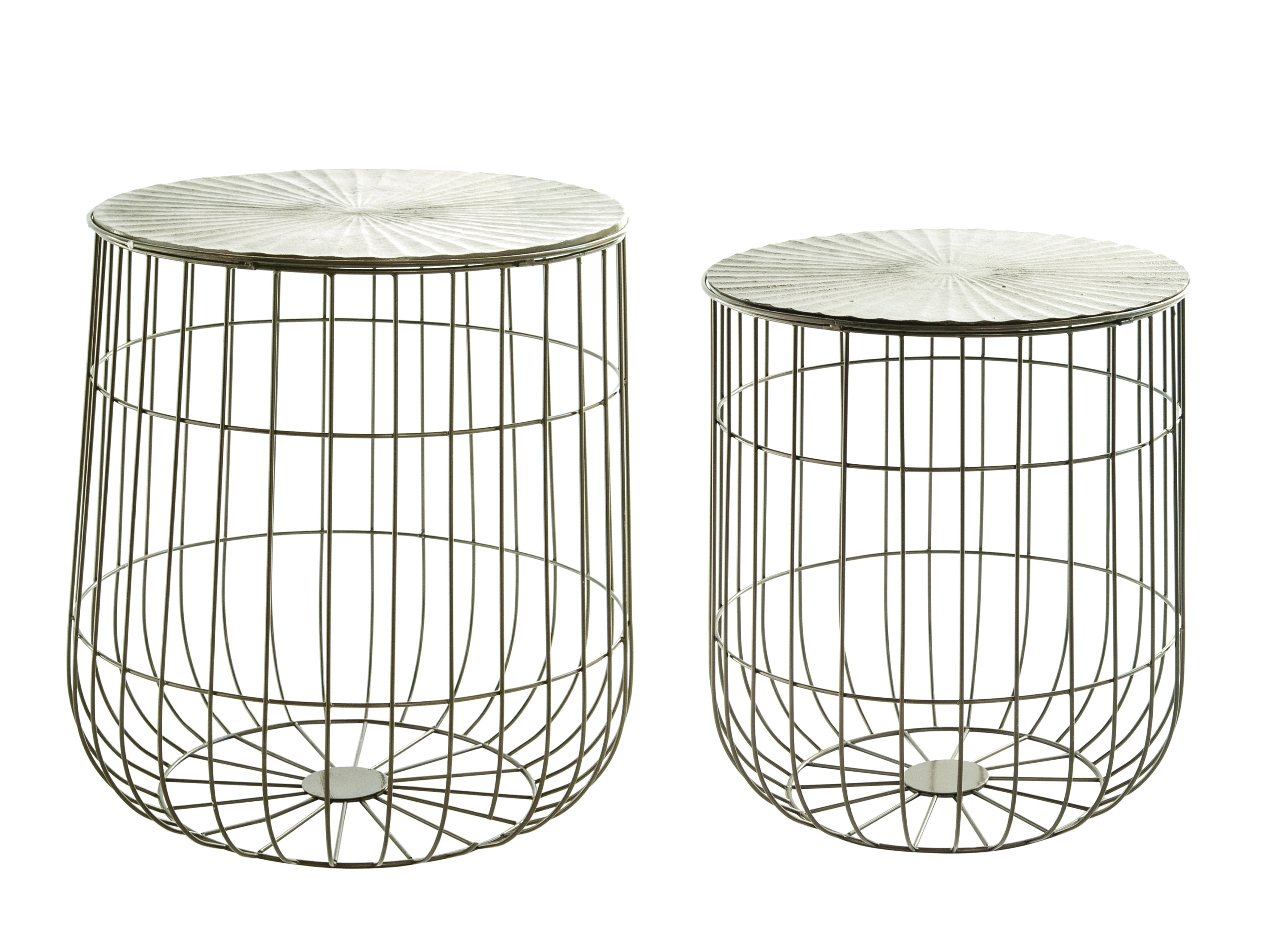 Metal Storage Basket Tables with Removable Pleated Tops (Set of 2 Sizes) - Image 0