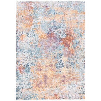 Whiling Abstract Gold/Blue Area Rug - Image 0