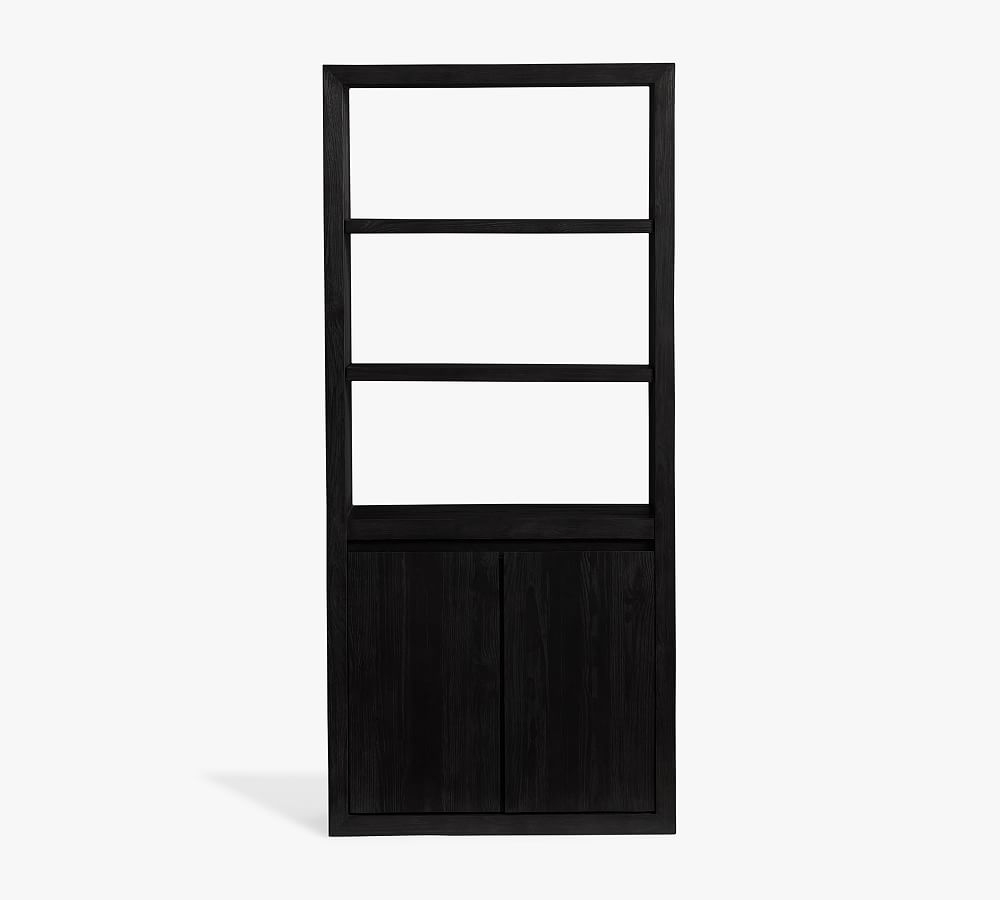 Folsom 33" x 73" Open Bookcase with Doors, Charcoal - Image 1