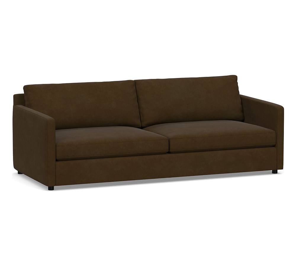 Pacifica Square Arm Leather Grand Sofa 89.5", Polyester Wrapped Cushions, Nubuck Coffee - Image 0
