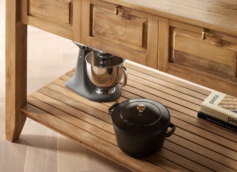 Basque 56" Light Brown Solid Wood Kitchen Island with Storage - Image 5