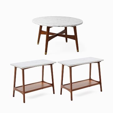 Reeve Mid-Century Round Coffee Table & 2 Side Tables Set - Image 0