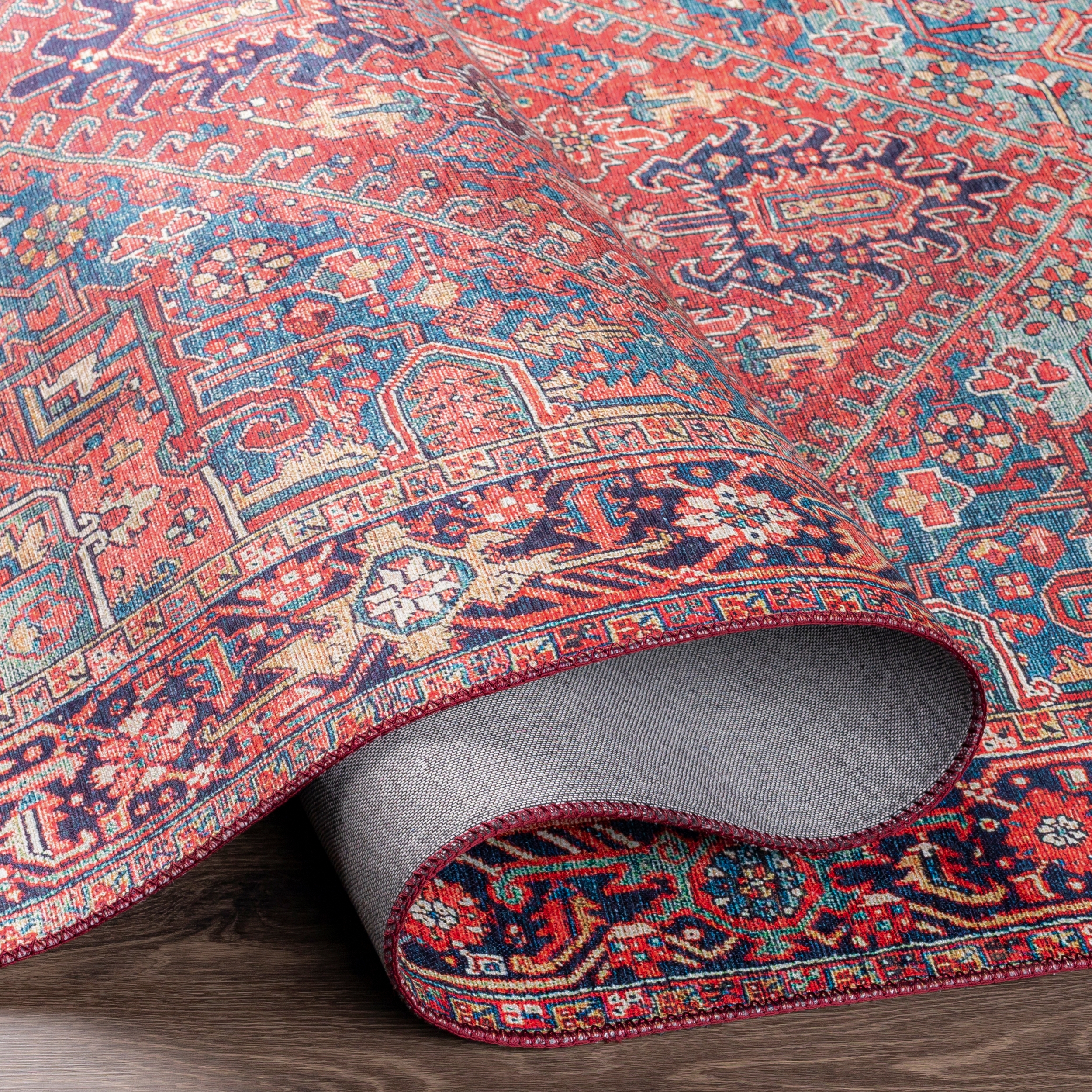 Iris Red Indoor 5' x 7'6" Machine Woven Rug - Image 4