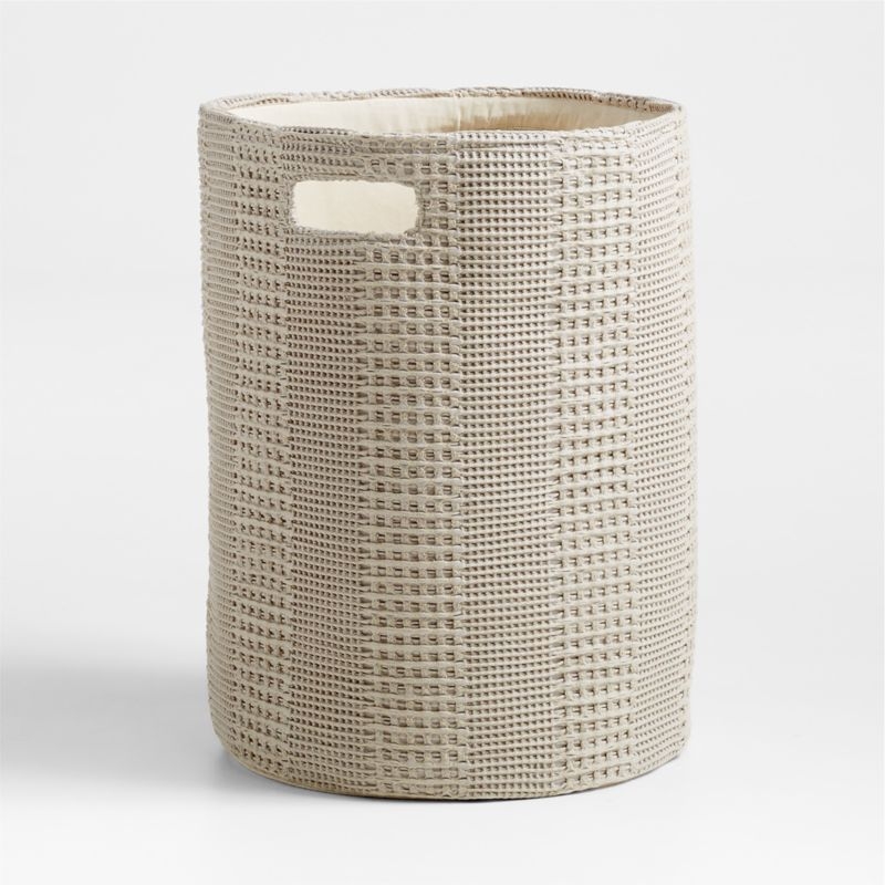Nella Grey Cotton Waffle Weave Kids Hamper with Handles - Image 4