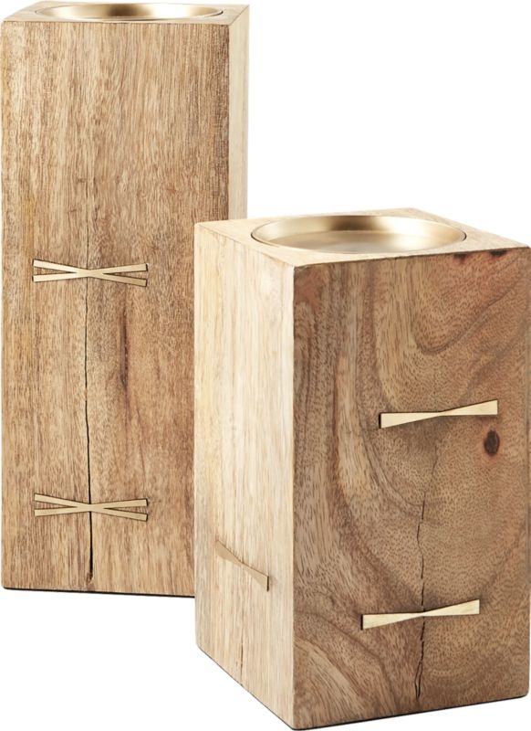 Bowtie Wood Pillar Candle Holder Large - Image 5